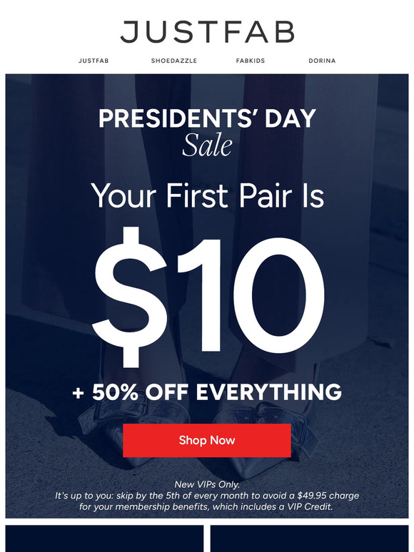 justfab first pair 10 dollars