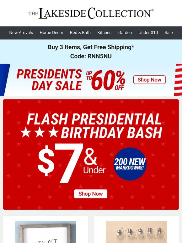 Presidential Flash Sale! $7 & Under (HUGE Discounts)