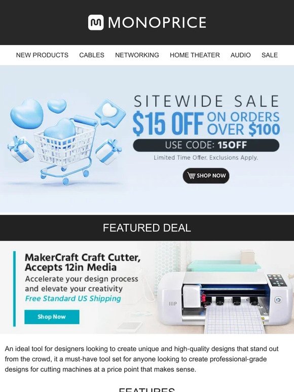 EXTRA $15 OFF MakerCraft Desktop Craft Cutter + Free Shipping