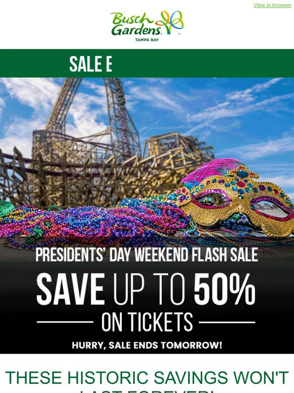 Ends TOMORROW: Save Up To 50% on Tickets!