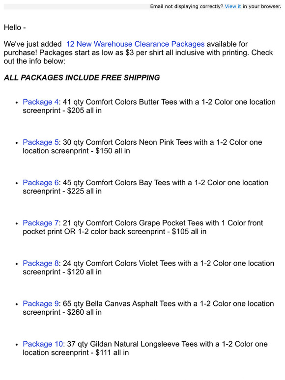 12 New Warehouse Clearance Packages Just Added