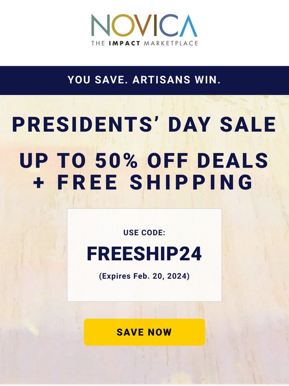 Presidents' Day Sale — Up to 50% OFF