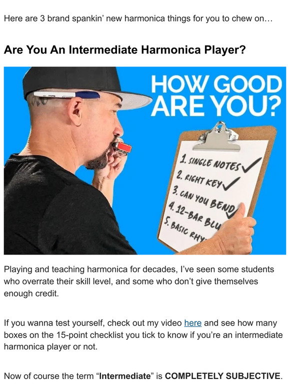 Harmonica Lesson Intermediate Harmonica: Are You an Intermediate Harmonica Player? (15-point ...