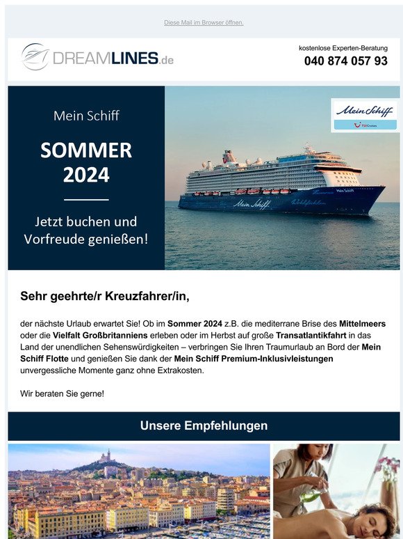 ☀️Jetzt Wohlfühlkreuzfahrt im Sommer 2024 mit Mein Schiff buchen!