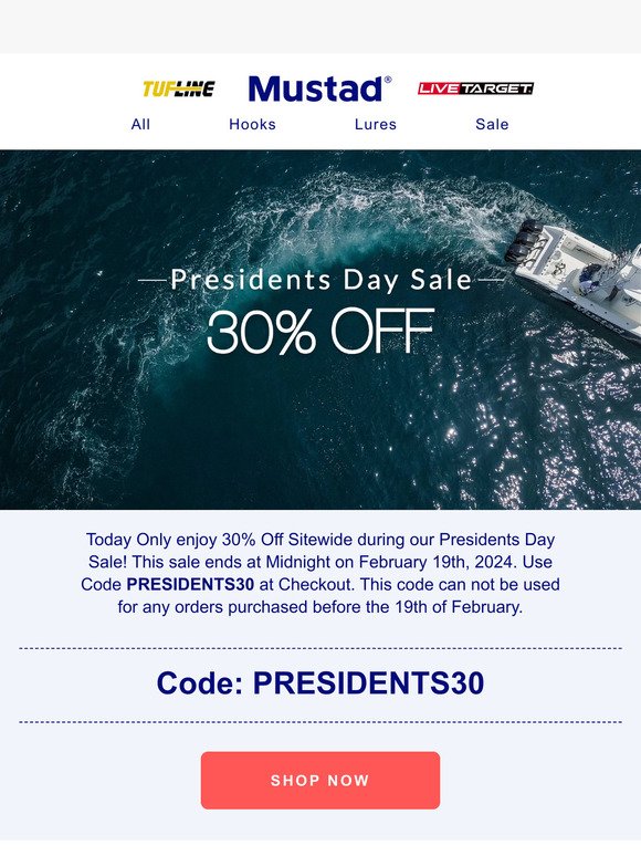30% Off | Presidents Day Sale