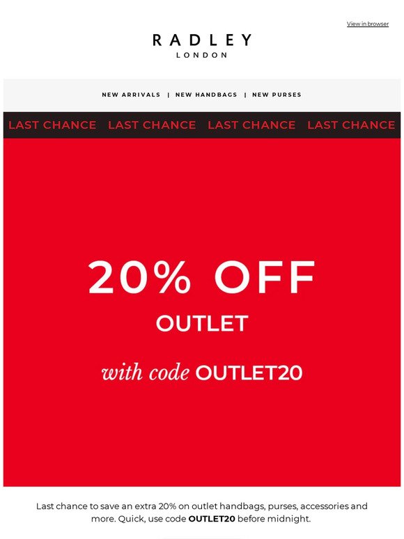 Last chance⏰ extra 20% off outlet  