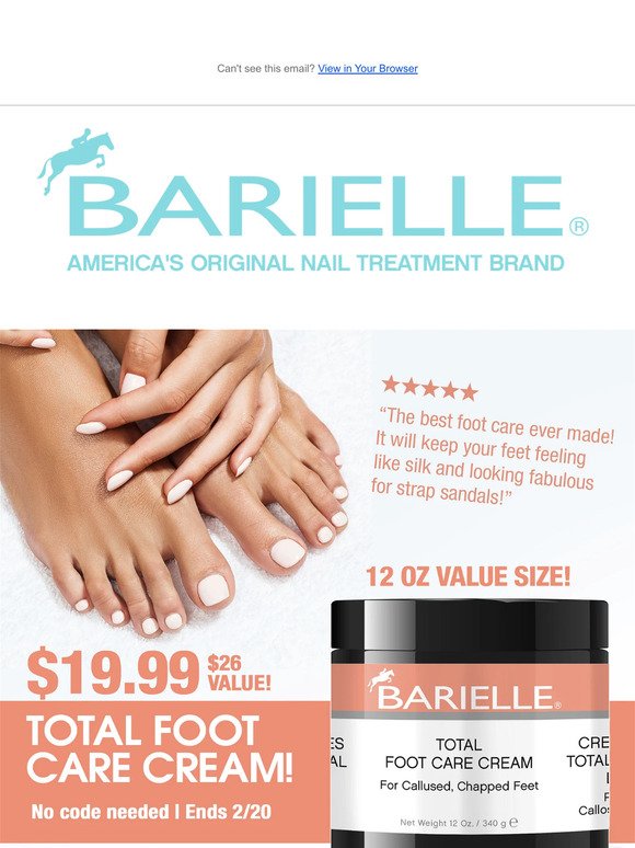 Last chance to save on Barielle's Total Foot Care Cream Value Size!