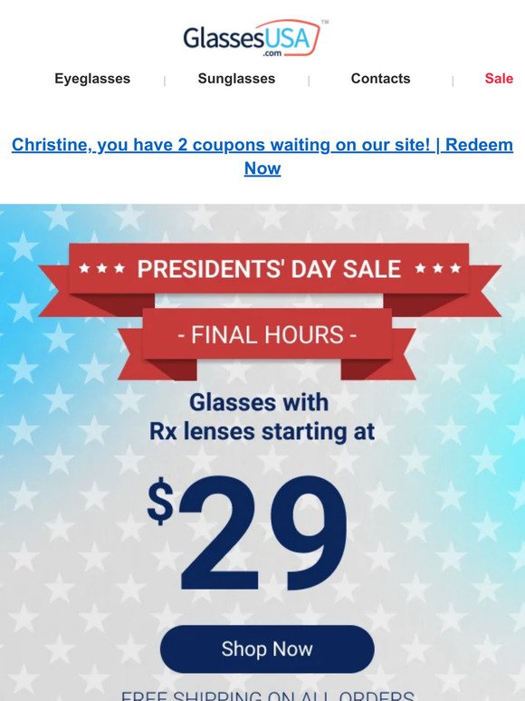 ⏰ Hurry, Christine: Presidents' Day deals END AT MIDNIGHT 🔴🔴🔴