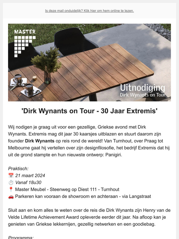 Uitnodiging: Designpioneer Dirk Wynants on tour