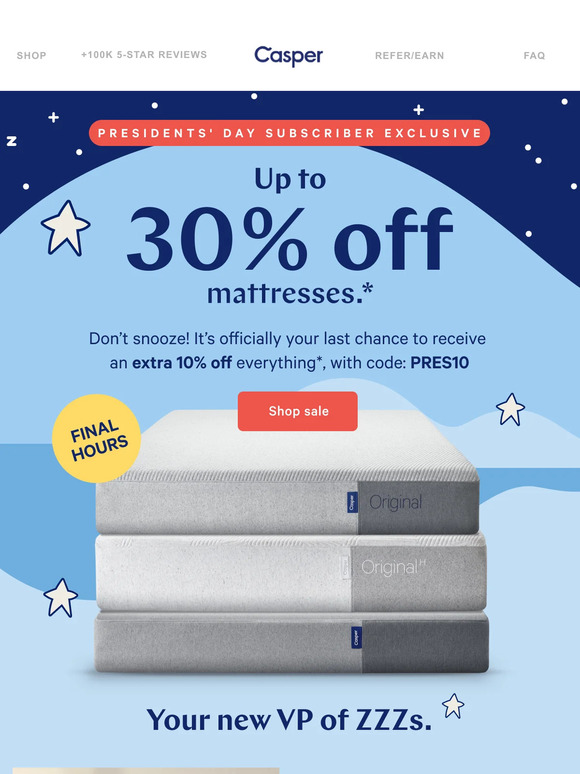 Casper Email Newsletters Shop Sales, Discounts, and Coupon Codes
