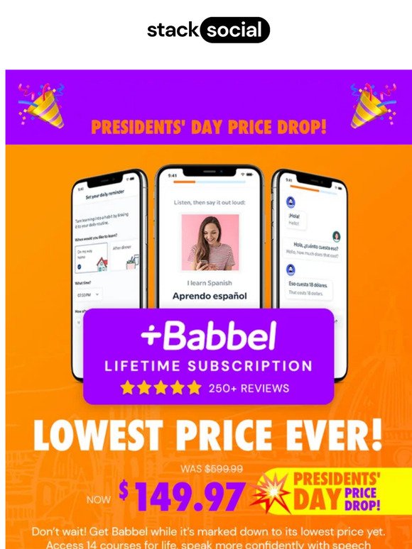 Prez Day Price Drop || Babbel for $150 💜🧡