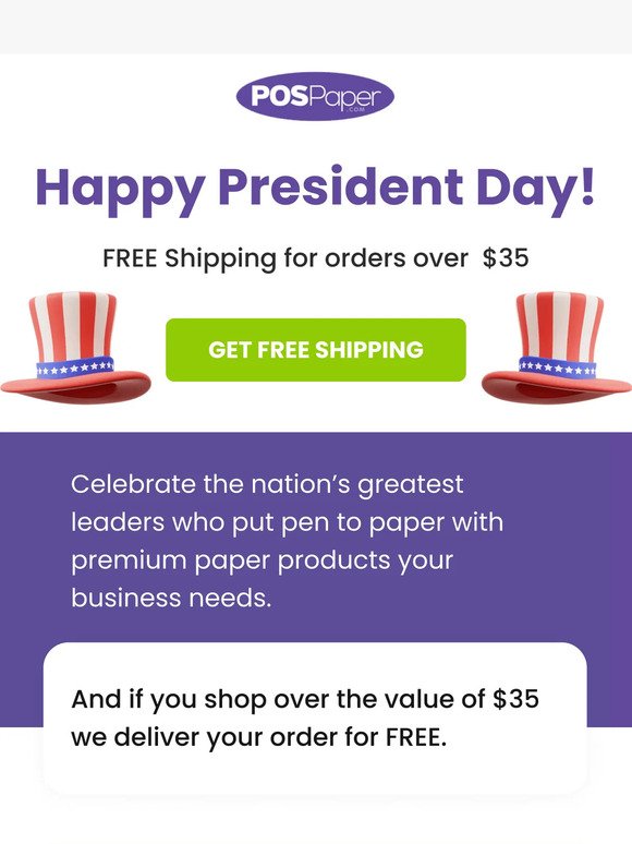 FREE Shipping for President Day