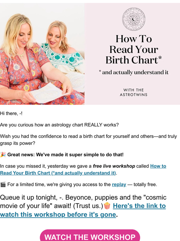 AstroTwins: 🔮 Birth chart workshop watch FREE tonight Milled