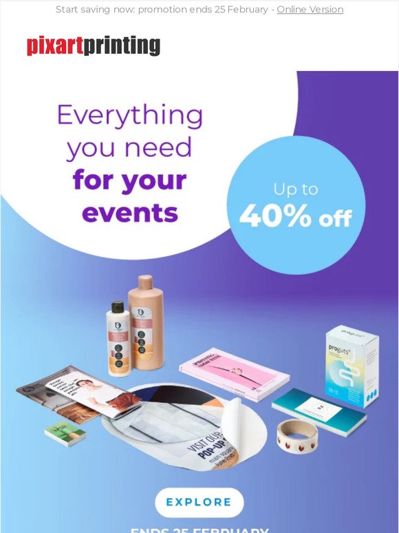 Up to 40% off the best products for your events