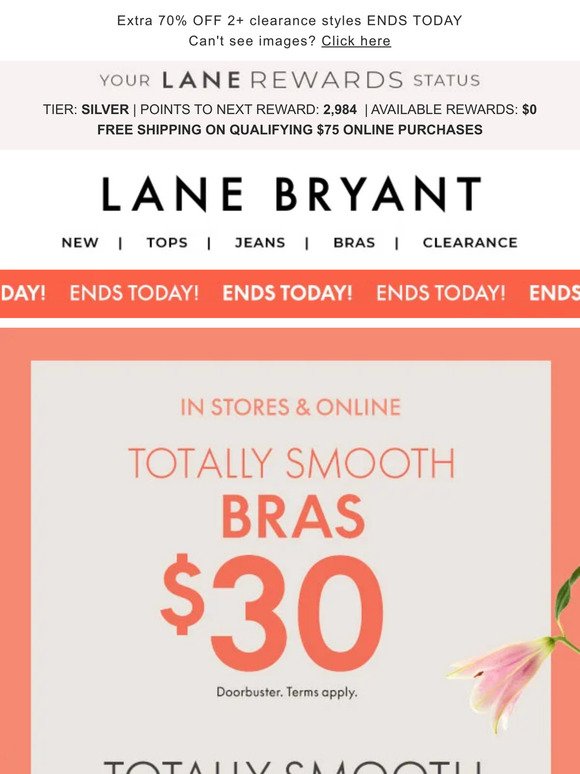 LAST DAY! $30 Totally Smooth bras + $20 TEES