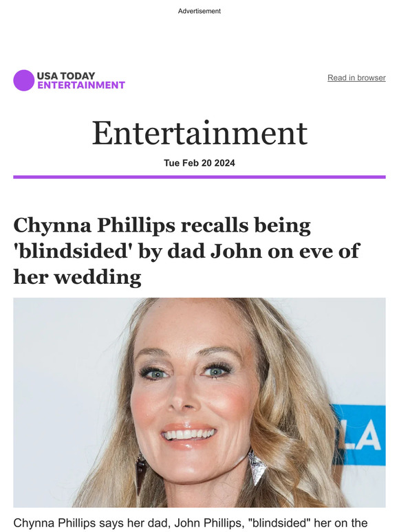 USA TODAY Entertainment Chynna Phillips recalls being 'blindsided' by