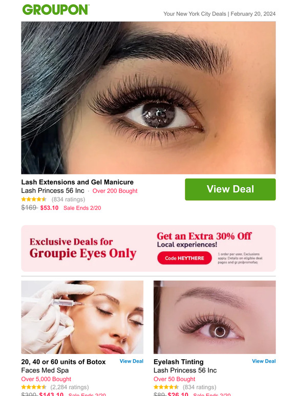 Groupon on sale eyelashes extension