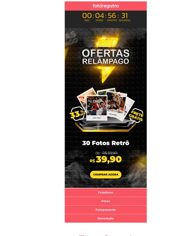 ⚡ Oferta Relâmpago ⚡ 30 Fotos retrô + Frete Grátis por R$ 39,90