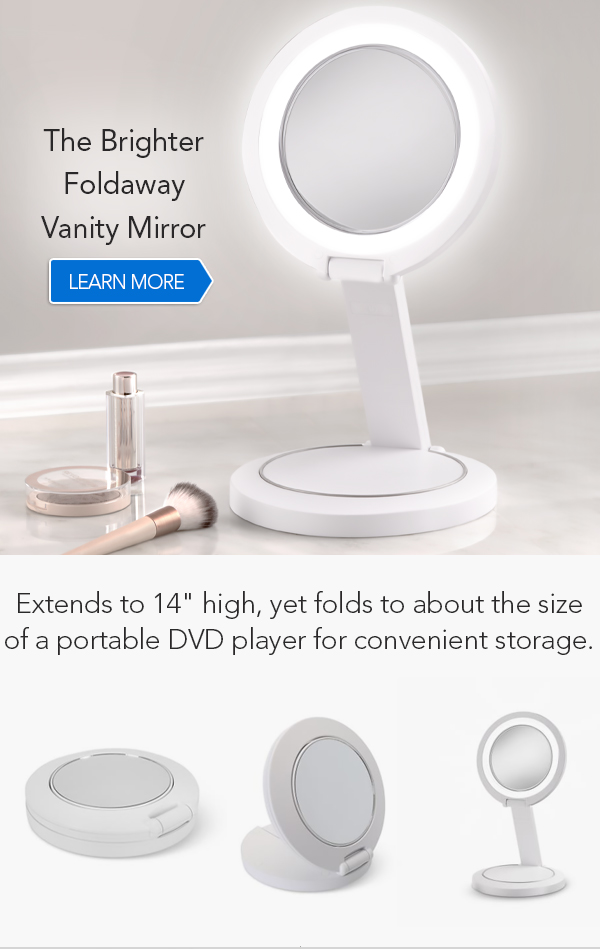 Hammacher Schlemmer: The Brighter Foldaway Vanity Mirror | Milled