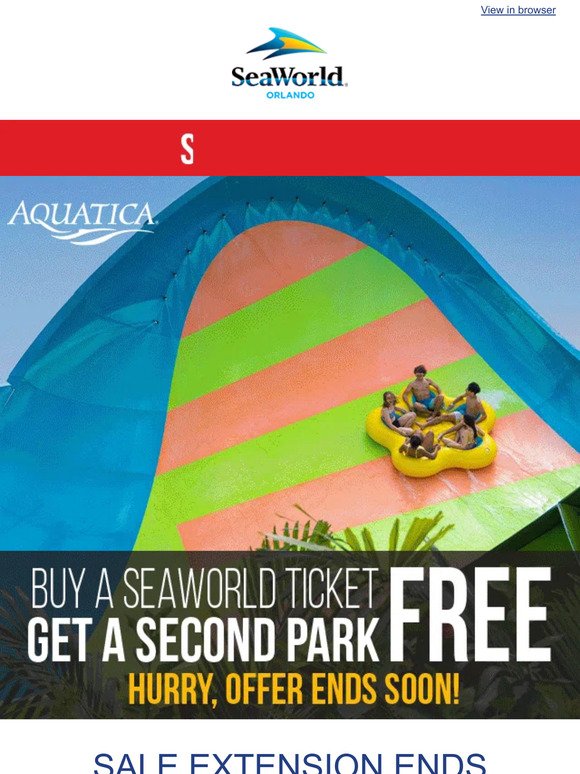 Extended: Get a 2nd Park FREE With a SeaWorld Ticket Now!