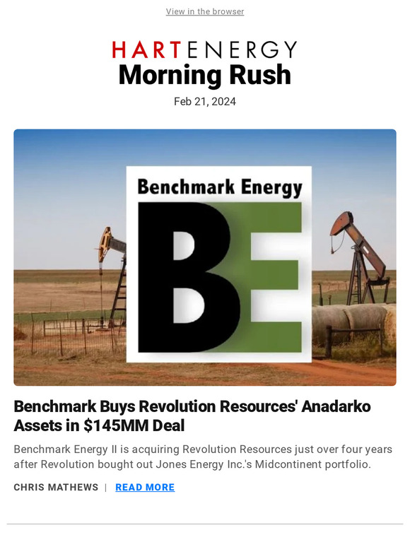 Hart Energy Morning Rush Benchmark Buys Anadarko Assets; Chesapeake