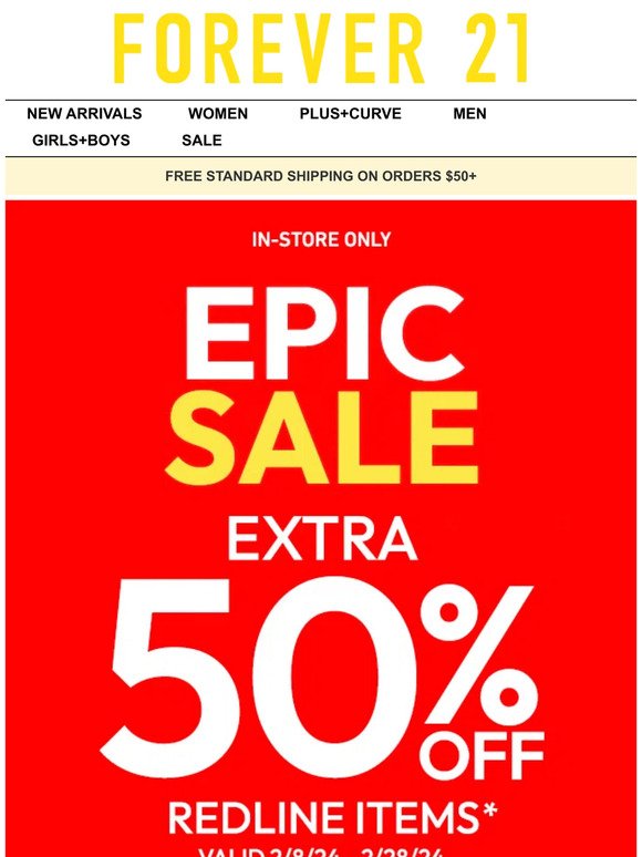 🎉 In-Store Exclusive: Extra 50% Off Redlines