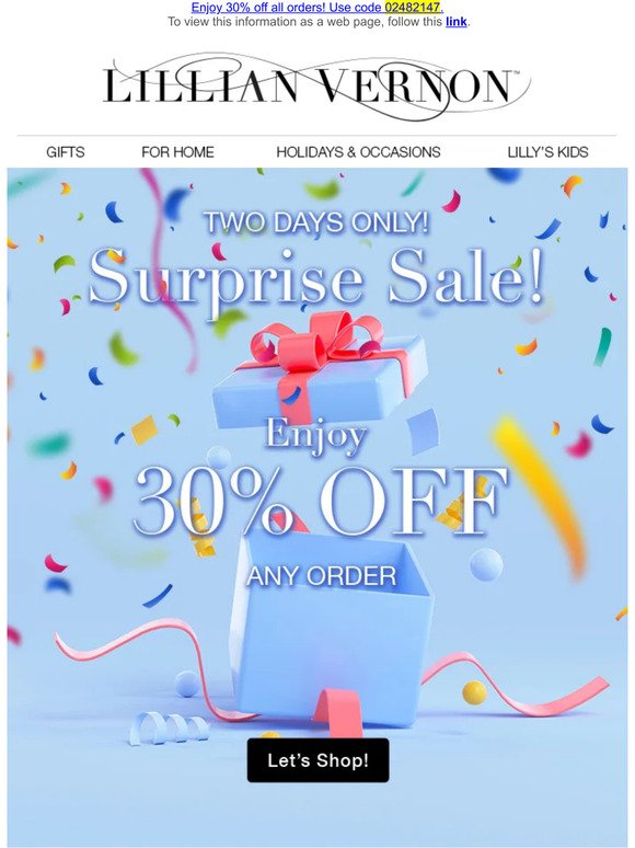 SURPRISE! 30% Off Everything!