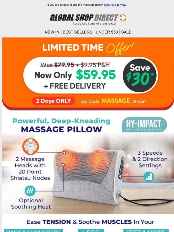 Save $30 on Hy-Impact Heat & Shiatsu Massager for 2 Days Only!