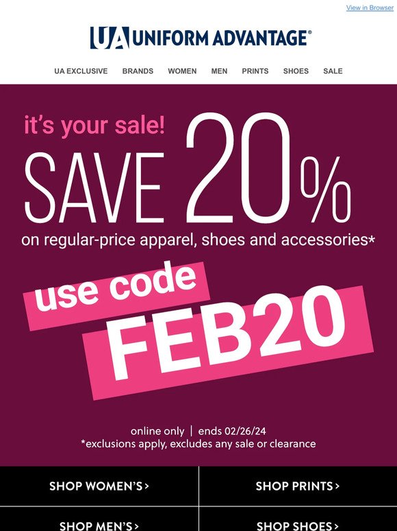It’s your sale - SAVE 20% off!