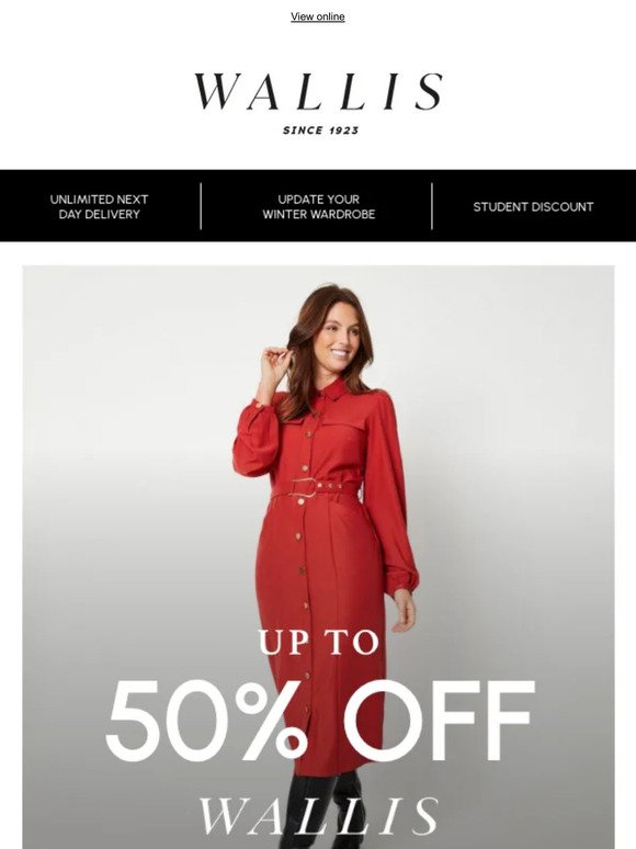 Seasonal staples at up to 50% off