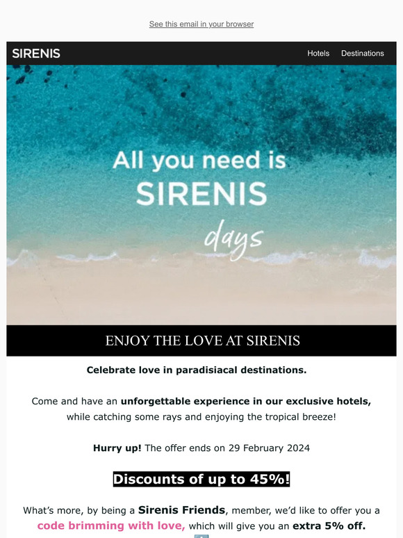 Enjoy the love at Sirenis 💘
