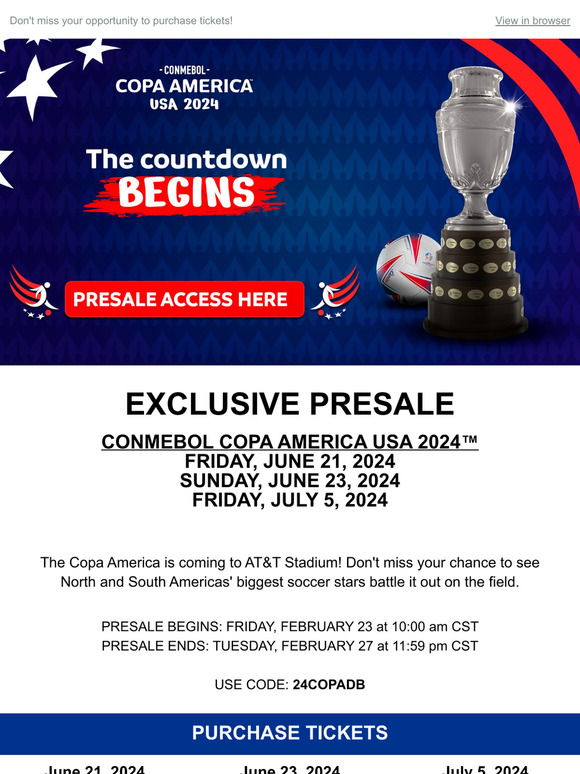 Exclusive Copa America Presale ⚽️ Milled