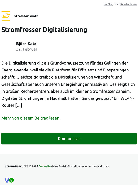 Stromfresser Digitalisierung