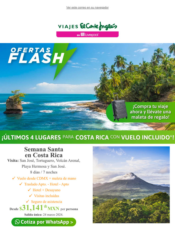 , 💥✈️¡Últimos 4 lugares para Costa Rica con Vuelo Incluido*!
