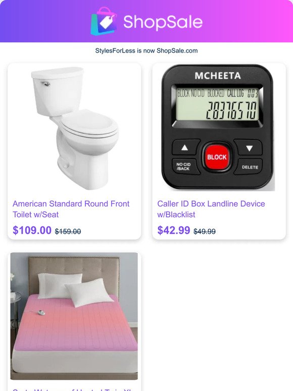 Landline Call Blocker $42 | Serta Heated Mattress Pad $66 | Tufted Reclining Loveseat $281 | American Standard Toilet $109 | Electric Chainsaw $36