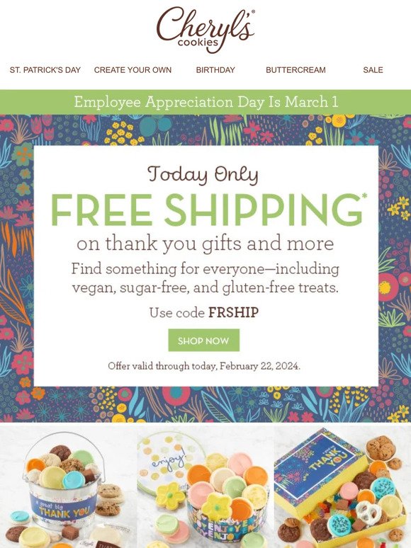 Today only, free shipping ✔️ Employee Appreciation Day is 3/1 ✔️
