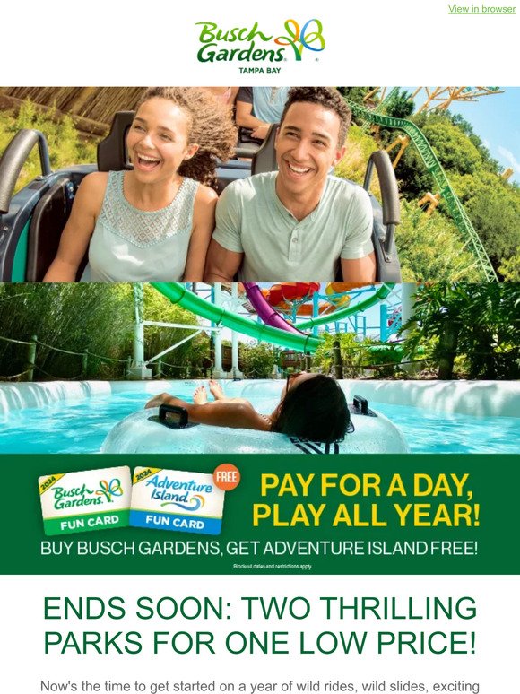 Ends Soon: Two Thrilling Parks for One Low Price!