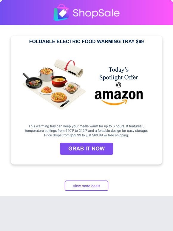 Foldable Food Warming Tray - $69