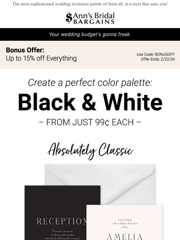 Ann's Bridal Bargains A Black & White Palette π€ π€ Milled