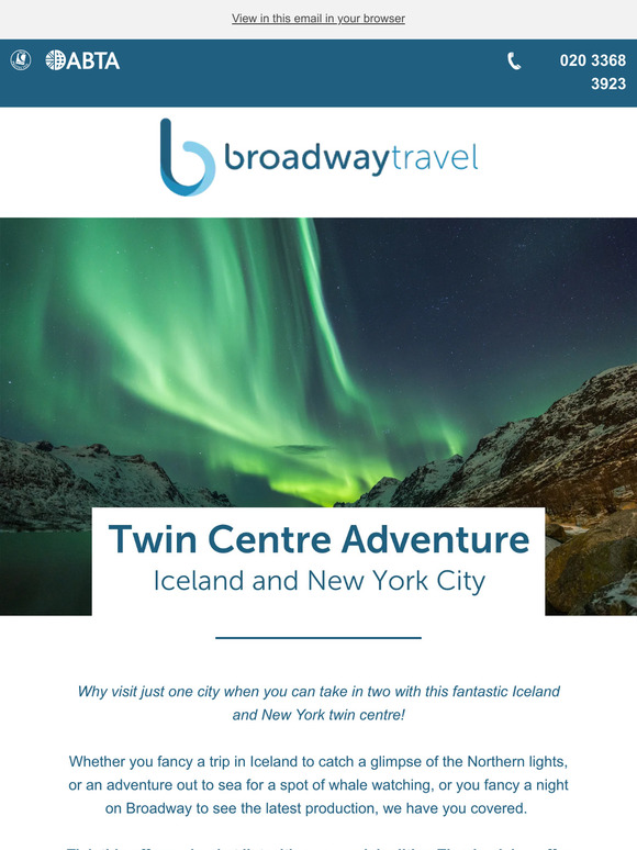 Broadway Travel Thanksgiving Sightseeing & Shopping in Iceland and New