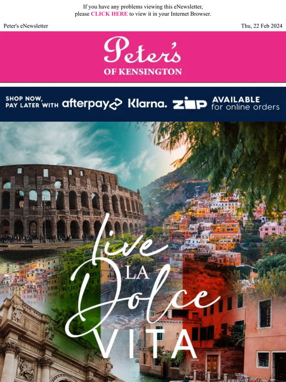 Peter's of Kensington Live La Dolce Vita With Our ItalyInspired