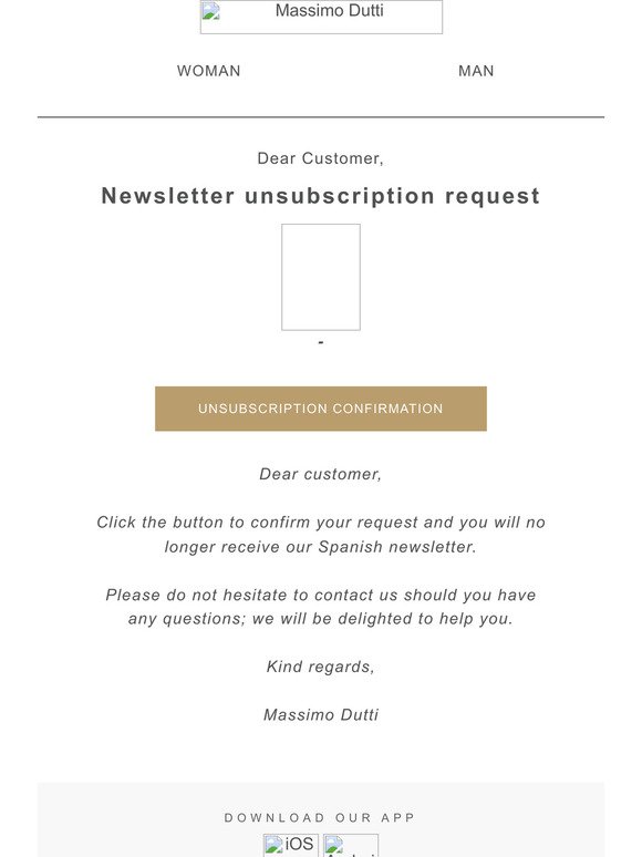 Request to cancel subscription to the Newsletter