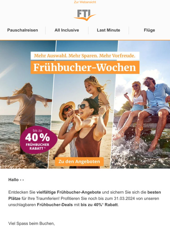 ☼ Frühbucher-Wochen bei FTI - Jetzt buchen und Schnäppchen sichern! ☼