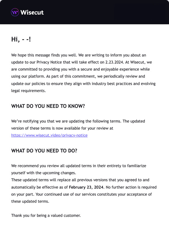 We've Updated our Terms and Conditions