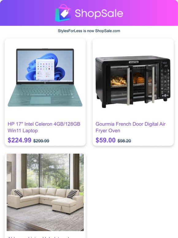 HP 17" Win11 Laptop $224 | French Door Fry/Oven $59 | Mailbox Alarm $31 | Columbia Jacket $30 | Car Jump Starter $29 | 36" Fire Ring $20 | TCL 55" 4K TV $248