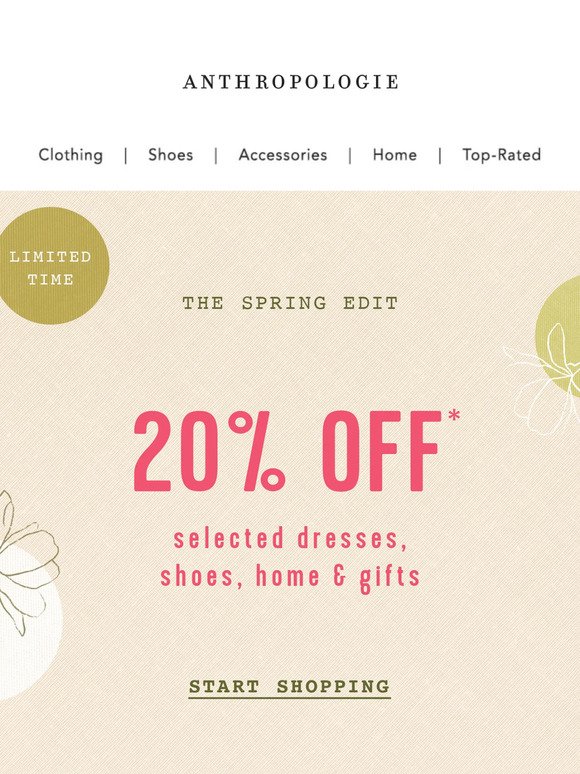 The 20% OFF Spring Edit has sprung!