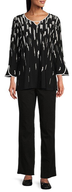 ALLISON DALEY • 3/4 Flare Sleeve Keyhole Neck Knit Top • Stretch Pull-On Straight Leg Pant • SHOP NOW
