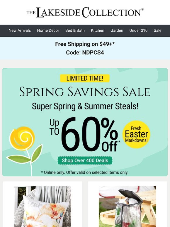 Think Spring! Enjoy FREE Shipping + Up to 60% Off!