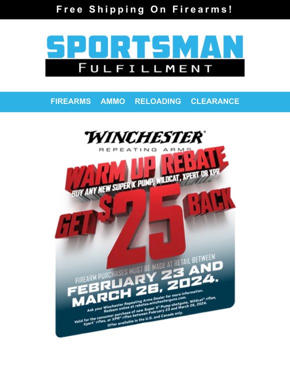 Winchester Warm Up Rebates On Super X, Wildcat, XPR!