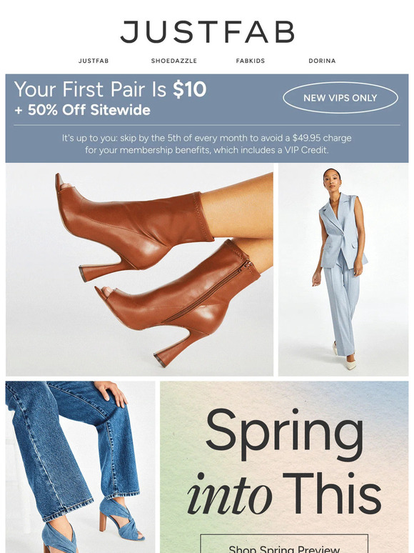 justfab first pair 10 dollars